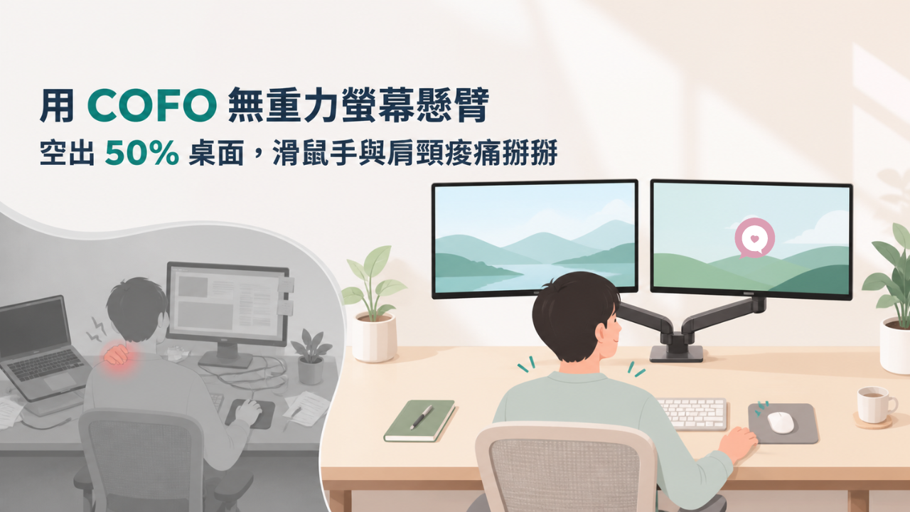 COFO 無重力螢幕支架 心得 懸空螢幕支架 旋轉螢幕支架