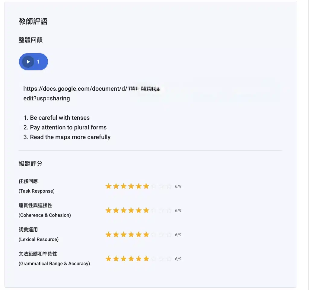 雅思寫作評價
